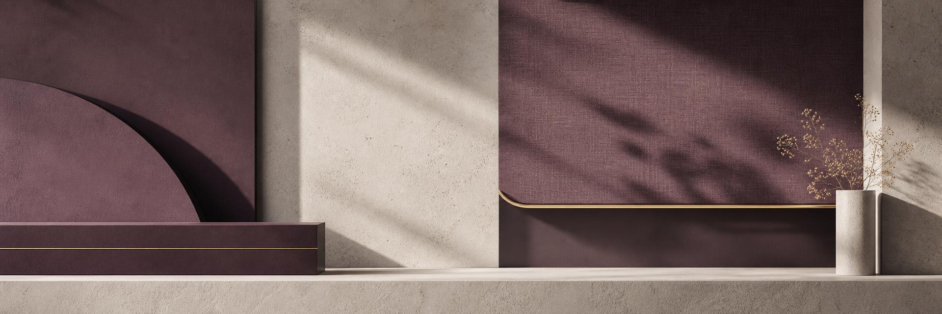 Abstract brand texture in plum, bone, and gold