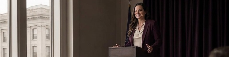 Allison M. Henderson briefing stakeholders in a government conference room